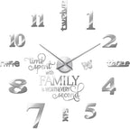 Junkin 3D Large Frameless DIY Wall Clock Modern Decor Family Quote Wall by Junkin