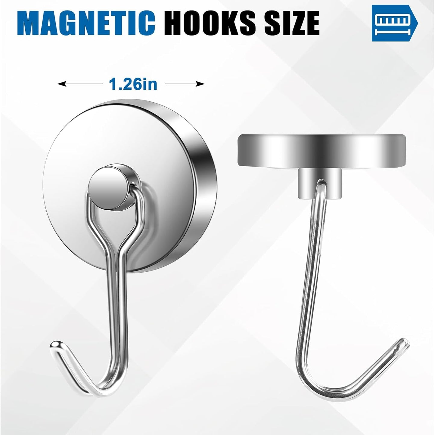 LOVIMAG Hooks, 110lbs+ Magnetic Magnet Hook 2025 Cruise Cabin Ship Essentials Heavy Duty Strong Refrigerator Fridge Hanging for Classroom Beach Vacation Kitchen Grills Home Mug Hanger (3 Pack), Silver