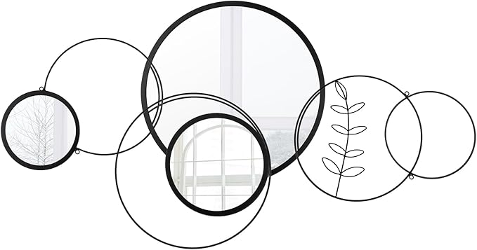Hicarer Wall Mirror Decorative 41.34'' x 17.72'' Round Modern Metal Wall - Image 2