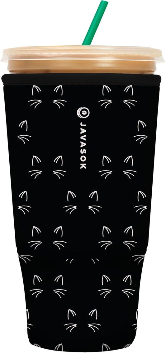 Sok It JavaSok Iced Coffee & Cold Soda Insulated Neoprene Cup Sleeve (Mystical Meows, XXLarge: 44-48oz)