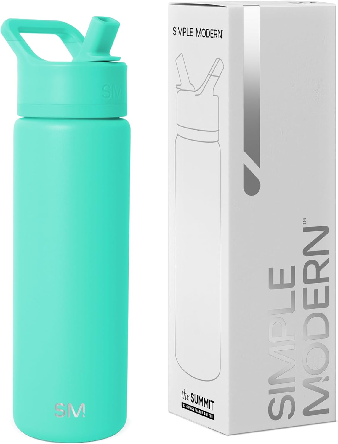 Simple Modern Summit Water Bottle with Straw Lid | Vacuum Insulated Stainless Steel | Leak Proof BPA-Free Cup for Travel, School, Sports | 22oz, Tropical Wave