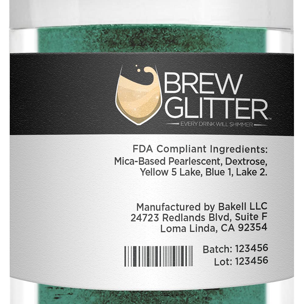Dark Green BREW GLITTER Edible Glitter For Drinks, Cocktails, Beer, Garnish Glitter & Beverages | KOSHER & HALAL Certified | 100% Edible & Food Grade | Vegan, Gluten, Nut Free (25g, Dark Green)