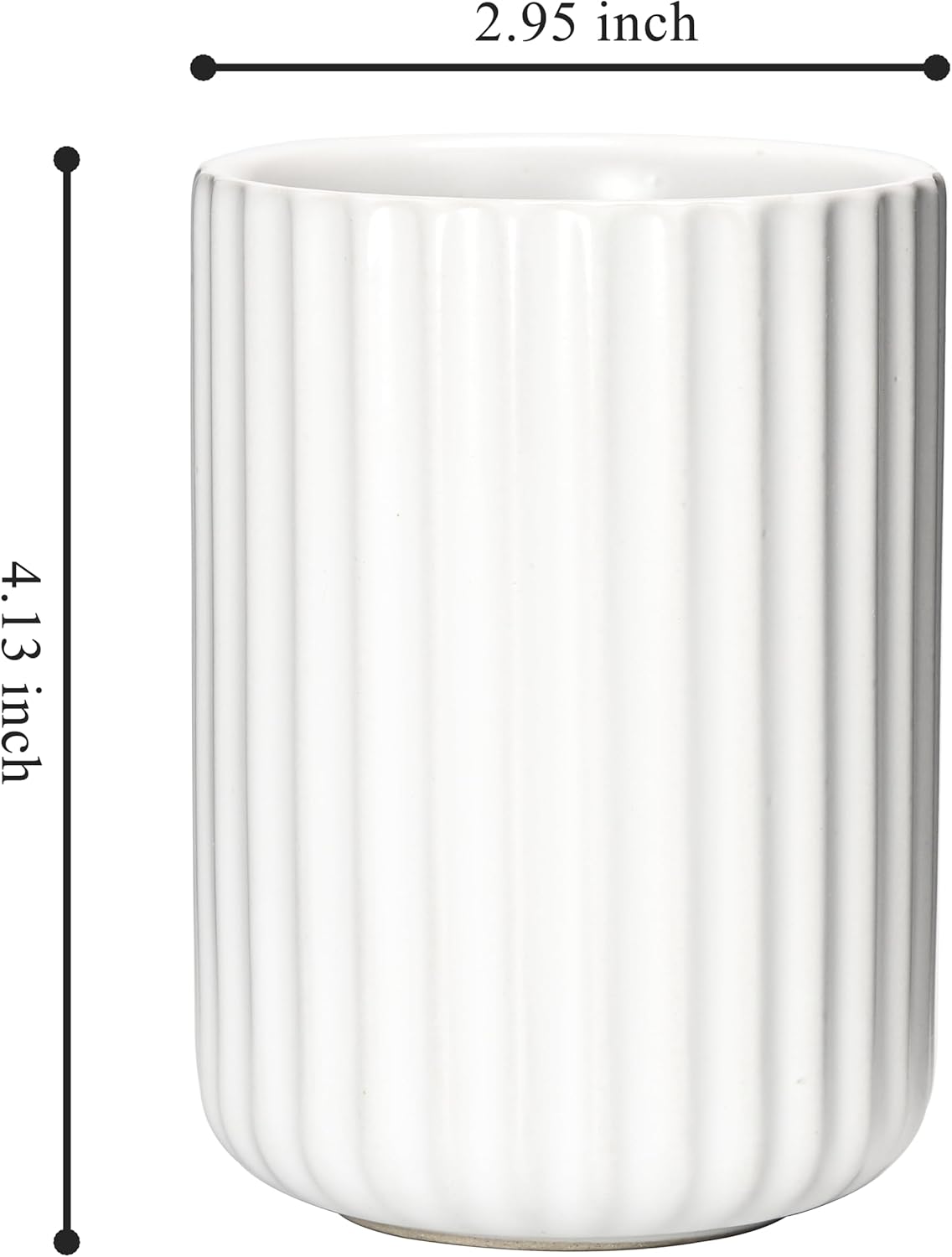 Ceramic Spoon Holder for Coffee Bar, Upright Tea Spoon Holder Cup, Coffee Stirrers Straws Stir Stick Holder, White Fluted Surface