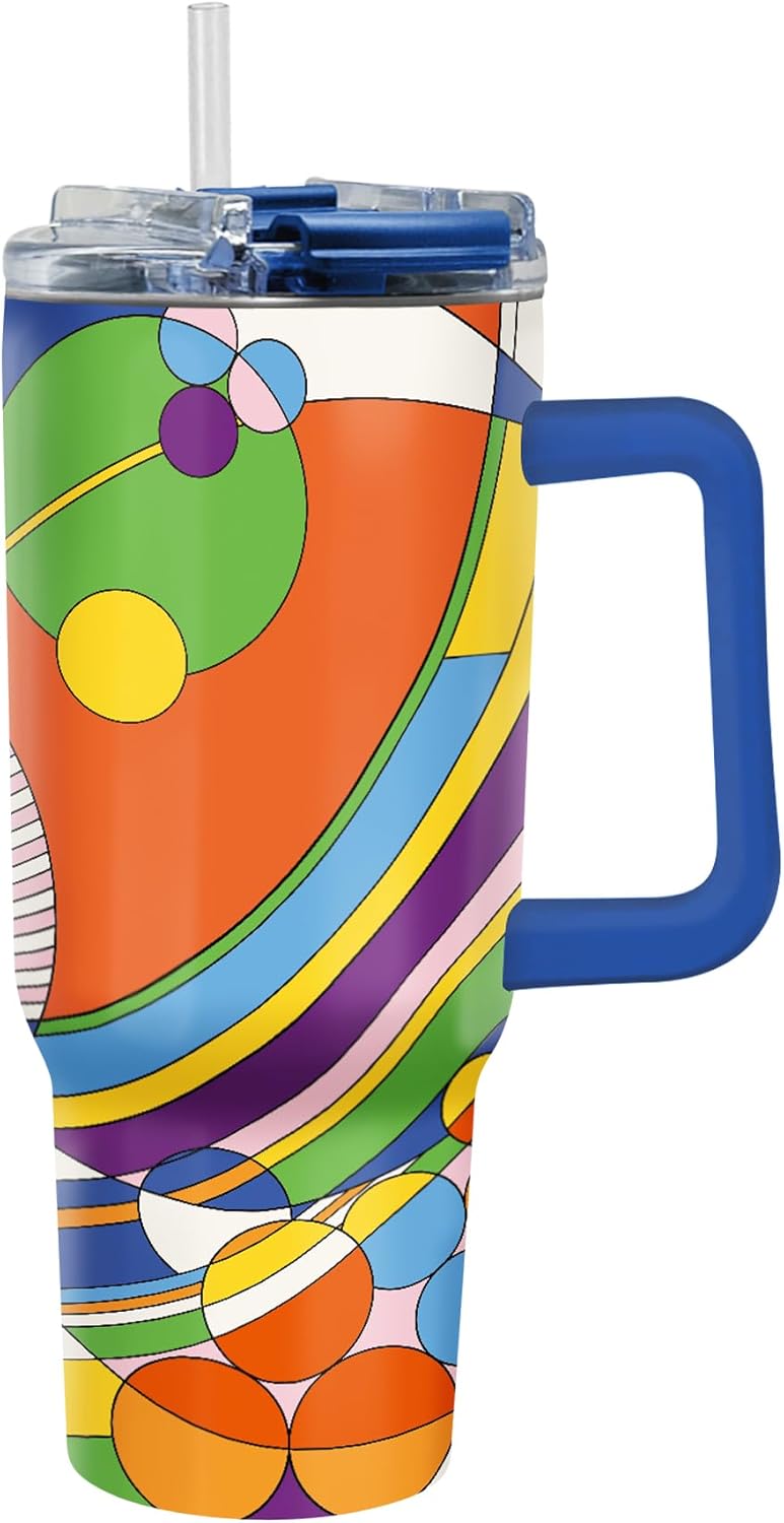 RainCaper 18/8 Stainless Steel Insulated Water Tumbler with Straw | 30oz, BPA-Free, Double Wall for Hot & Cold | Travel-Friendly, Cup Holder Ready (Frank Lloyd Wright March Balloons)
