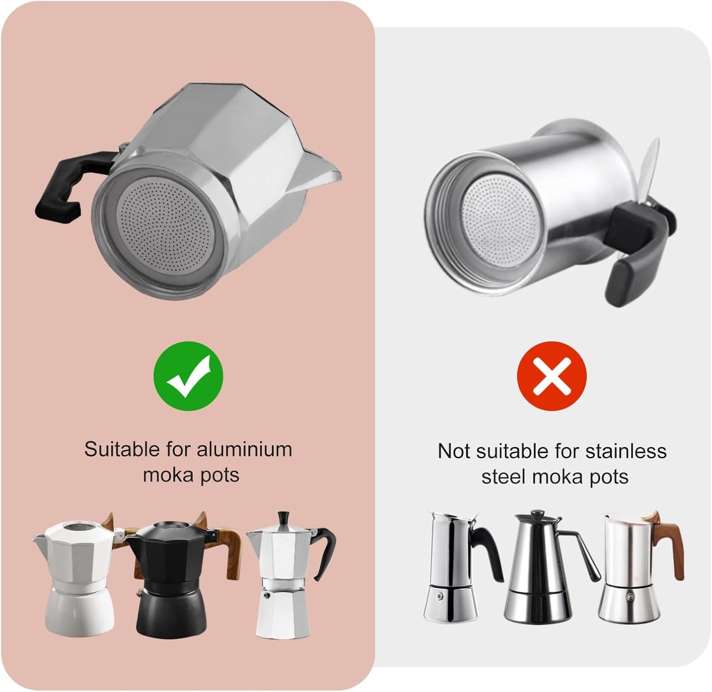 2/3/6/9/12 Cup Gasket & Filter For Stovetop Espresso Coffee Makers, Rubber Seal For Stove Top Coffee Maker Moka Pot, Silicone Gasket Seals, Espresso Machine Replacement Parts(6 cup)