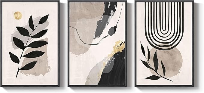 3 Piece Framed Black and White Boho Wall Art - Image 4