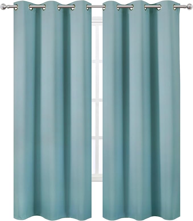 LEMOMO Stone Blue Thermal Blackout Curtains/42 x 95 Inch/Set of 2 Panels Room - Image 2
