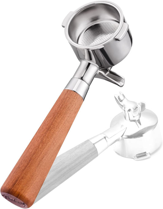 51mm 2 Ear Portafilter for DeLonghi EC200/EC221/EC330/EC152/EC0310- Stainless Steel Handle with Precision Basket and Siam Rosewood Grip