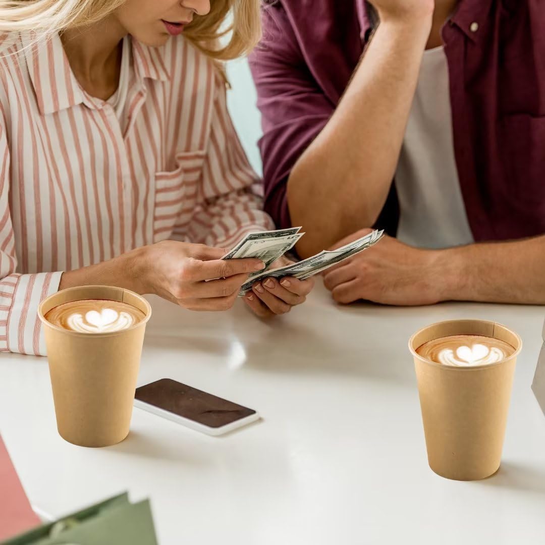 LITOPAK 240 Pack 12 oz Paper Cups, Kraft Hot Coffee Cups, Beverage Disposable Drinking Cups, Hot Coffee Cups, Paper Coffee Cups for Water, Coffee, Juice, and Tea