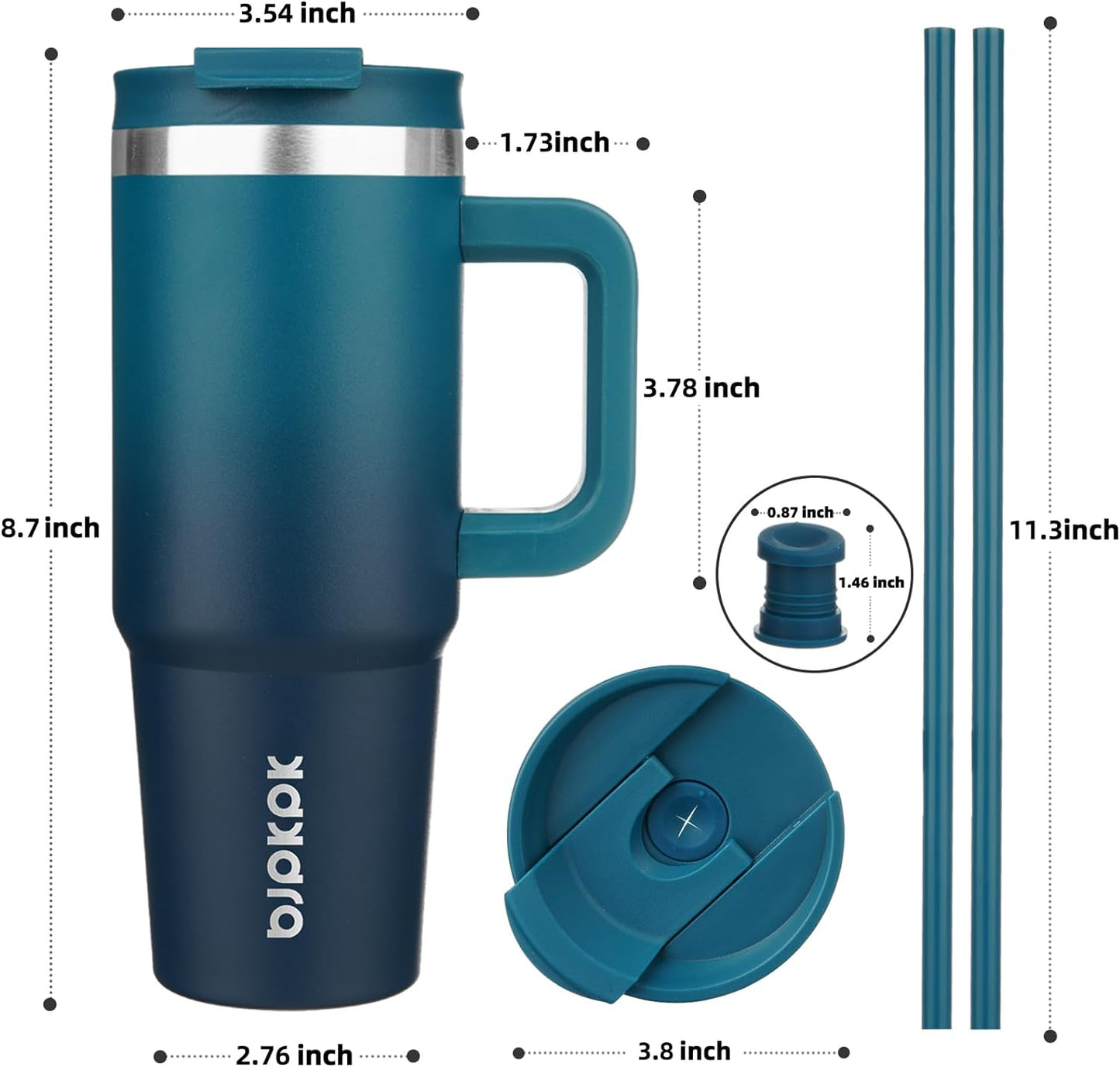 BJPKPK Tumbler With Handle And Straw 30oz Insulated Tumbler Cups With Lid Stainless Steel Travel Coffee Mug,Indigo Black
