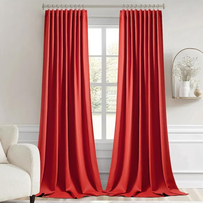 MIULEE Christmas Red Back Tab Blackout Curtains 120 Inch Long 2 Panels Set - Image 9
