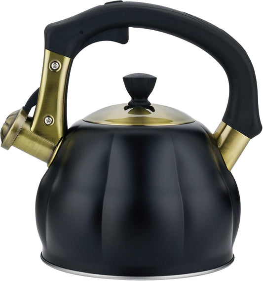 Stainless Steel Tea Kettle for Stove Top Teakettles Stovetop Whistling with Heat Proof Ergonomic Handle 2.5 Quart
