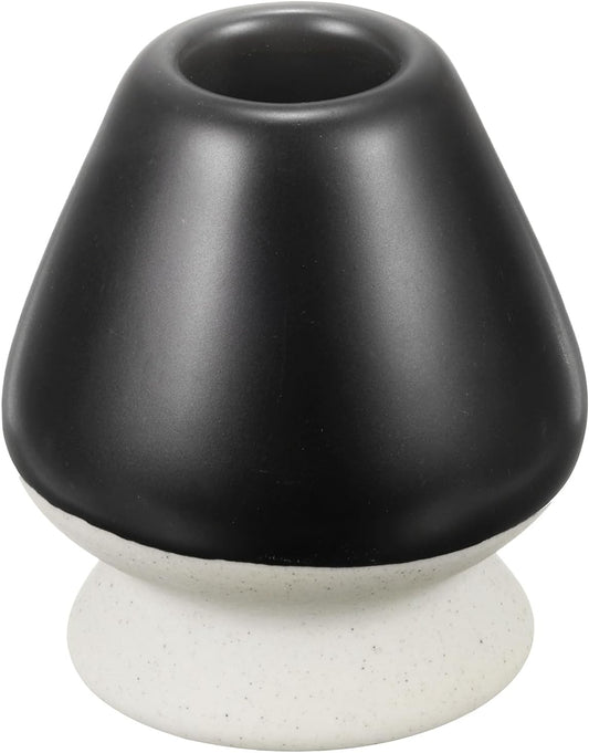 HARFINGTON Ceramic Chasen Stand 70mm Matcha Whisk Holder Teas Set Whisks Stand Traditional Matcha Tea Chasen Holder Tea Set Accessories for Tea Tasting, Beige/Black