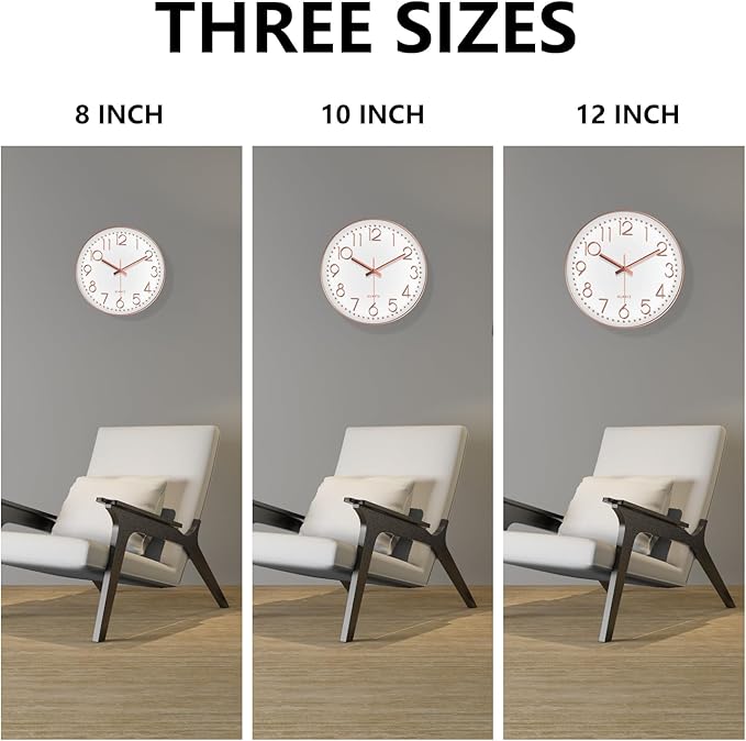 Silent Wall Clocks Battery Operated 8 Inch, Analog Wall Clock - Image 9