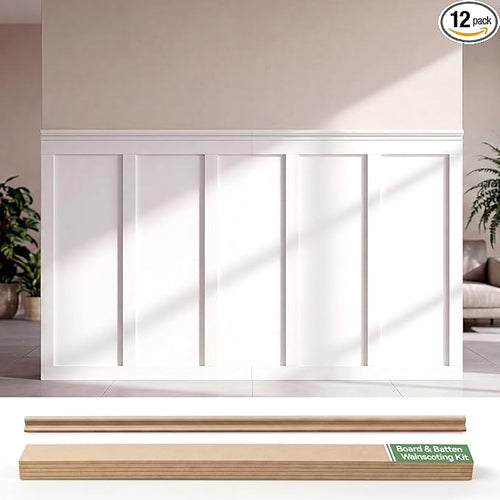 12 Pcs MDF Board and Batten Wall Panel Kits by Unknown