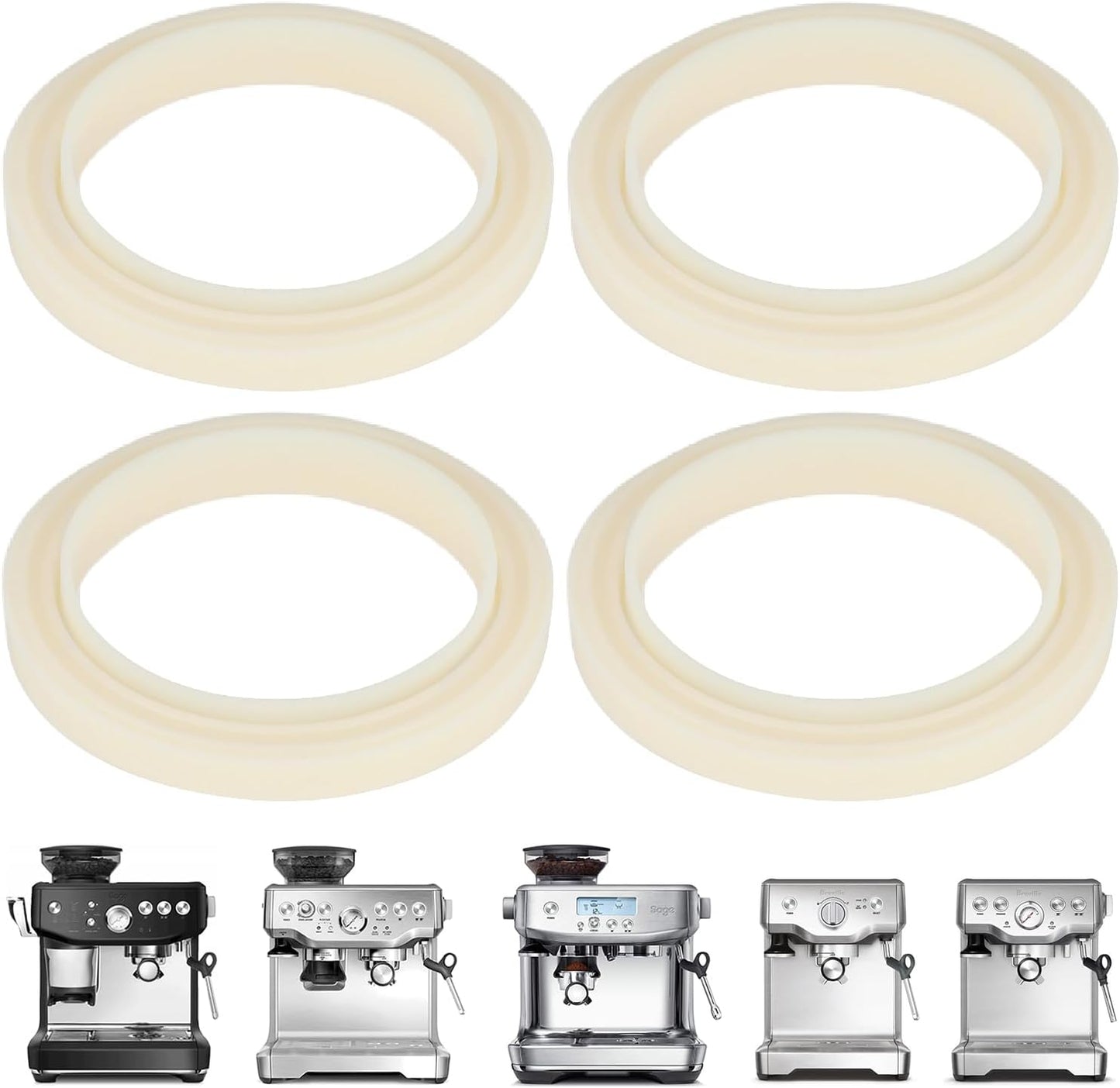 4 Pcs 54mm Silicone Steam Ring Replacement Gasket for BrevilleEspressoMachine878/870/860/840/810/500/450/Sage 500/870/875/880/810/878, No BPA Grouphead Gasket