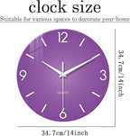 XFM Round Purple Wall Clock 14 Inch Silent Non-Ticking Battery Operated - Image 6