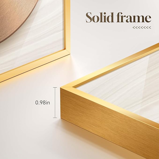 Large Modern Elegant Gold Framed Luxury Wall Art, 3 Piece Bright Glam Art - Image 6