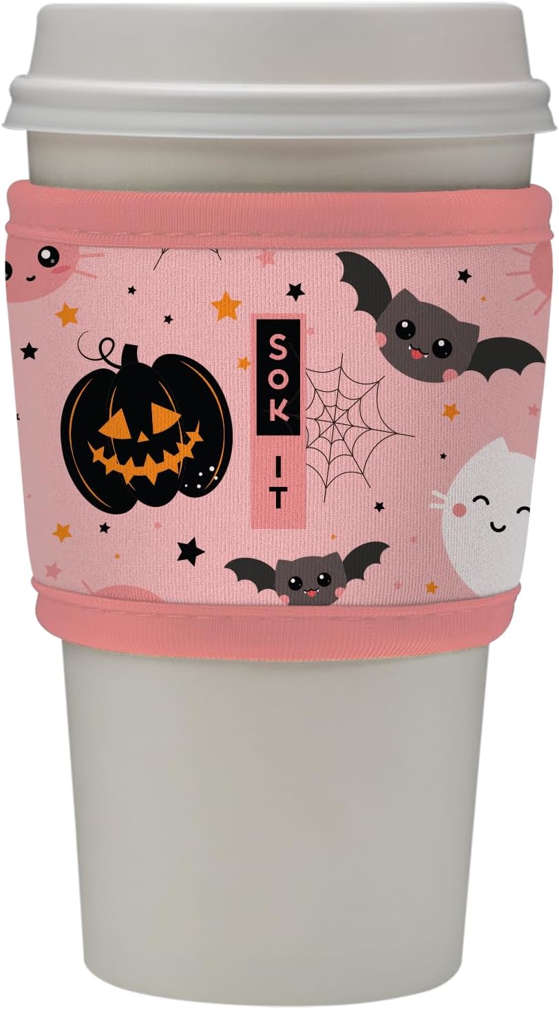 Sok It HotSok Coffee & Tea Reusable Insulated Neoprene Cup Sleeve (Spooky in Pink)