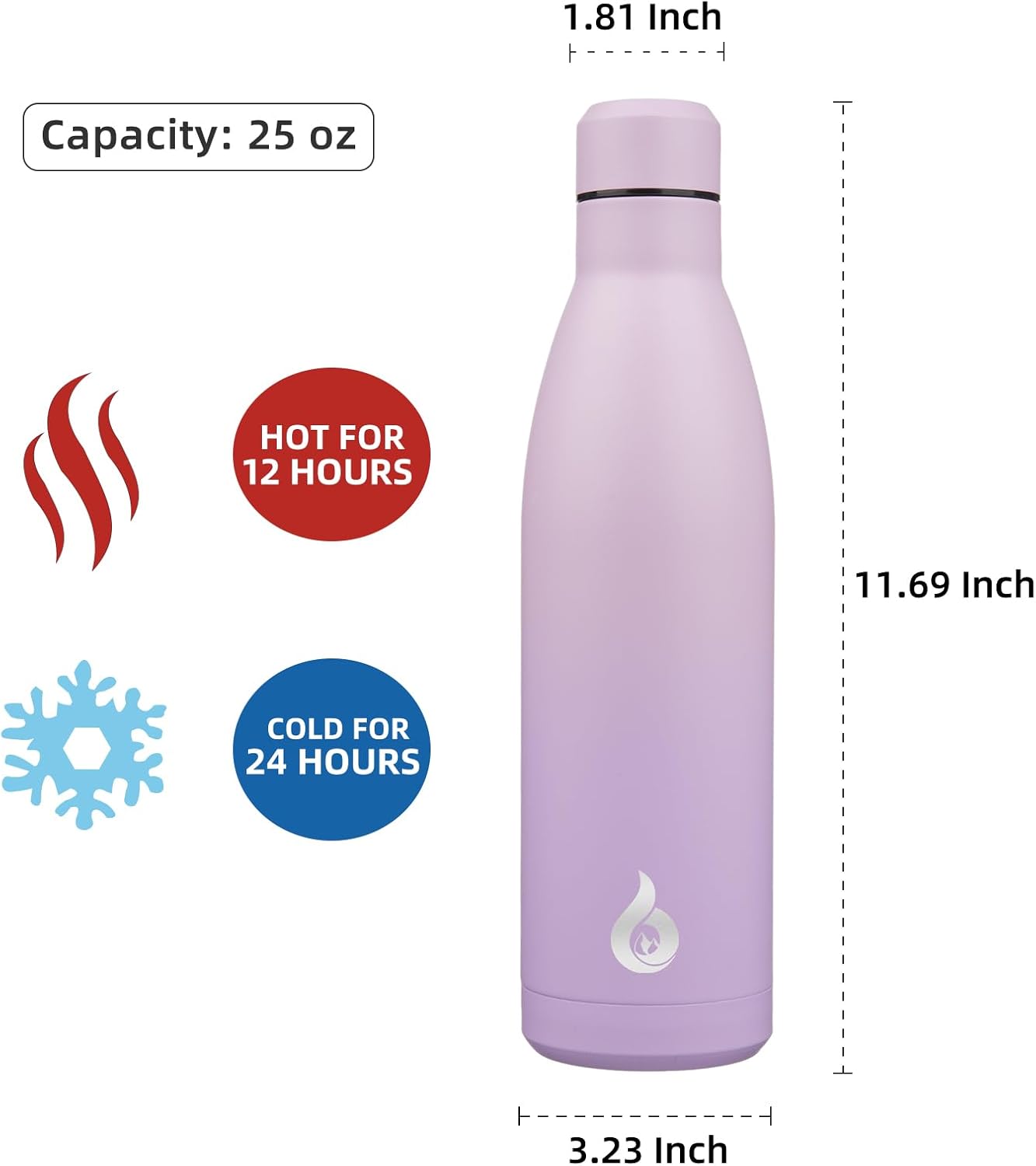 BJPKPK 25oz Insulated Stainless Steel Water Bottles Reusable Metal Travel Sports Water Bottle Keep Cold and Hot,Dreamy Purple