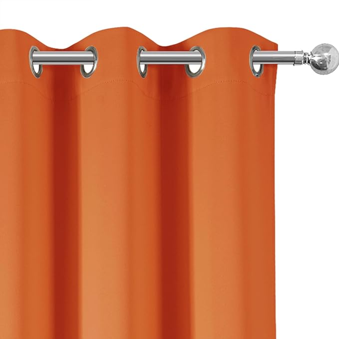 LEMOMO Blackout Curtains 66 x 54 Inch Long Orange Curtains Set of 2 Panels Room - Image 6