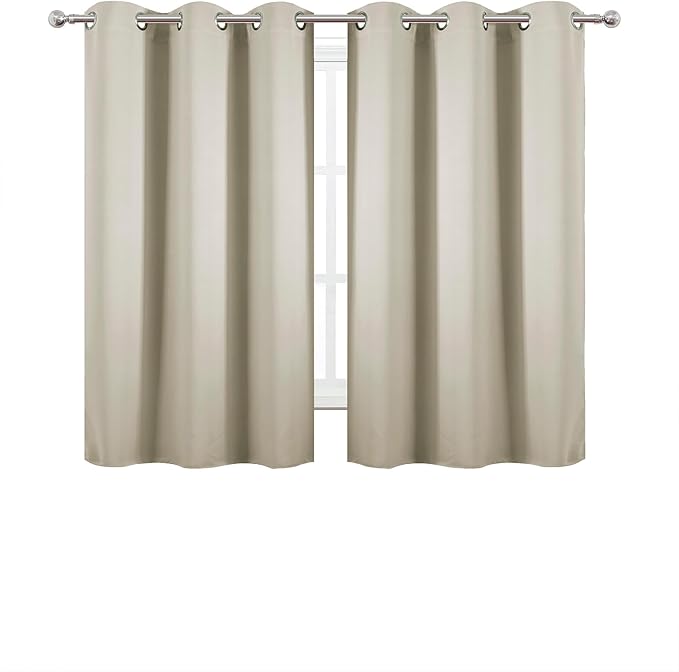 LEMOMO Light Beige Blackout Curtains 42 x 54 Inch Length Set of 2 Panels - Image 2