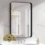 LOAAO Black Metal Framed Bathroom Mirror by LOAAO