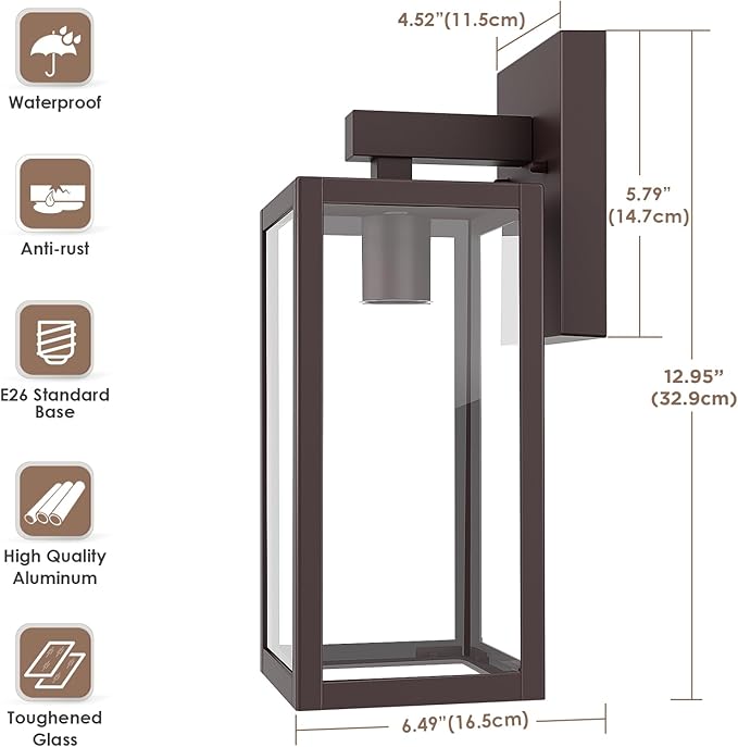 MAXvolador Outdoor Wall Sconce, Exterior Waterproof Wall Lantern Light Fixture - Image 3