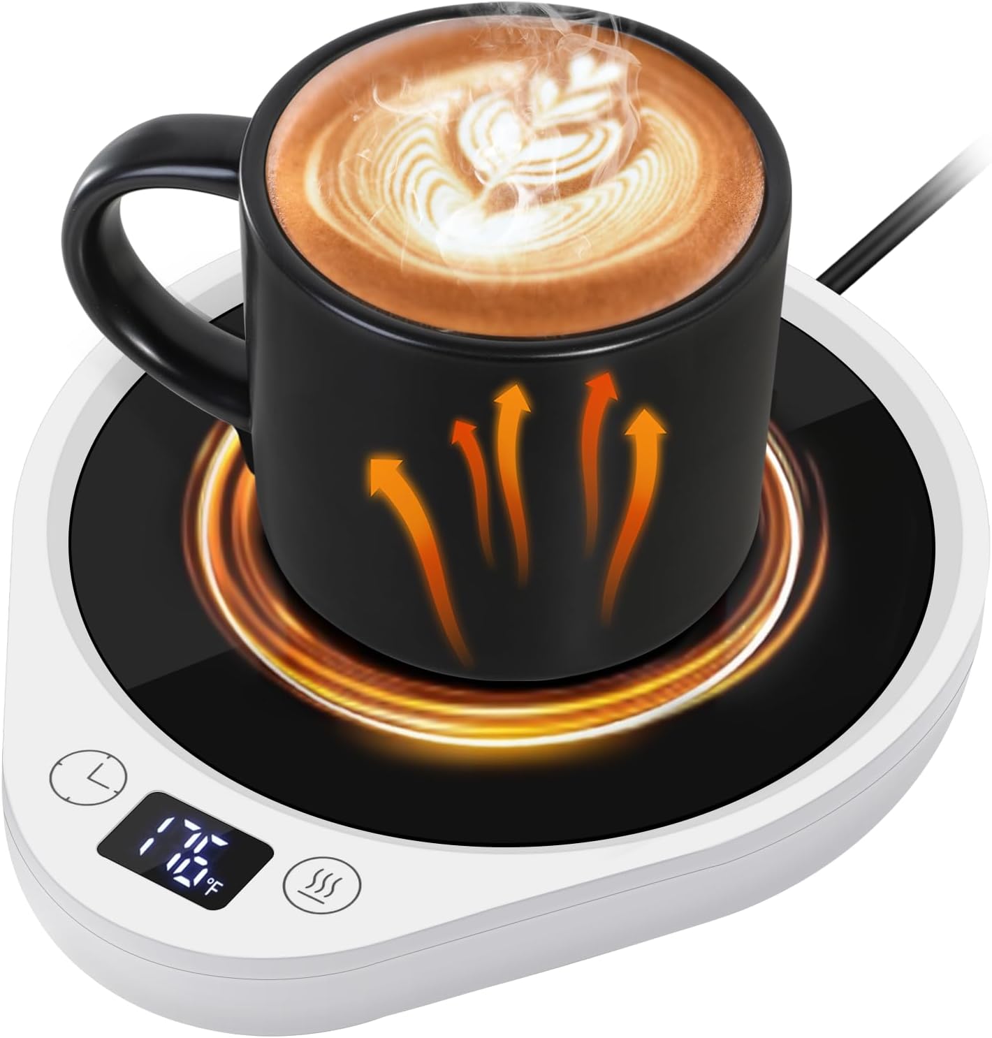 PUSEE Coffee Mug Warmer - Electric Large Candle Warmer Plate with 4H Auto Shut Off, 3-Temp Settings Cup Heater for Desk, Tea, Milk, Cocoa