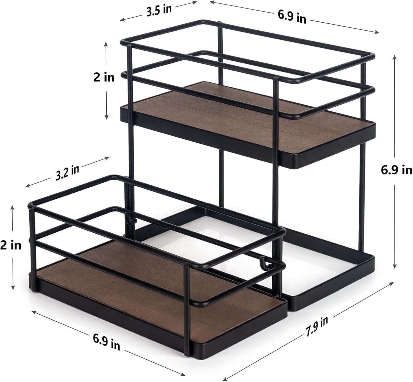 4 Bottle Capacity Coffee Syrup Organizer 2 Tier Coffee Syrup Stand Shelf for Coffee Bar Kitchen Small Wine Rack for Bar Family Storage for Syrup Wine Dressing