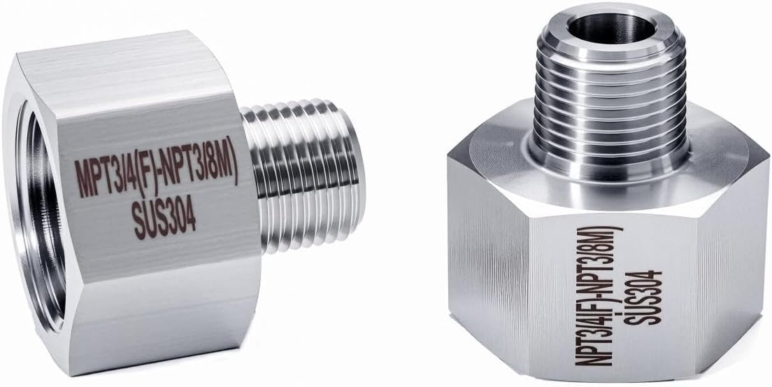 2 pieces Npt3/4 Female to Npt3/8Male Reducer,3/4-3/8Water pipe Adapter, Fabricate of 304 Stainless Steel