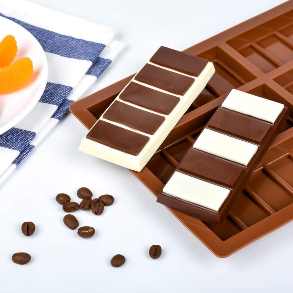 Chocolate Bar Mold, Deep Silicone Snap Chocolate Bar Molds for Stuffed Bar, Wax Melt, Candy Bar Molds (5 Snap+10 Snap)