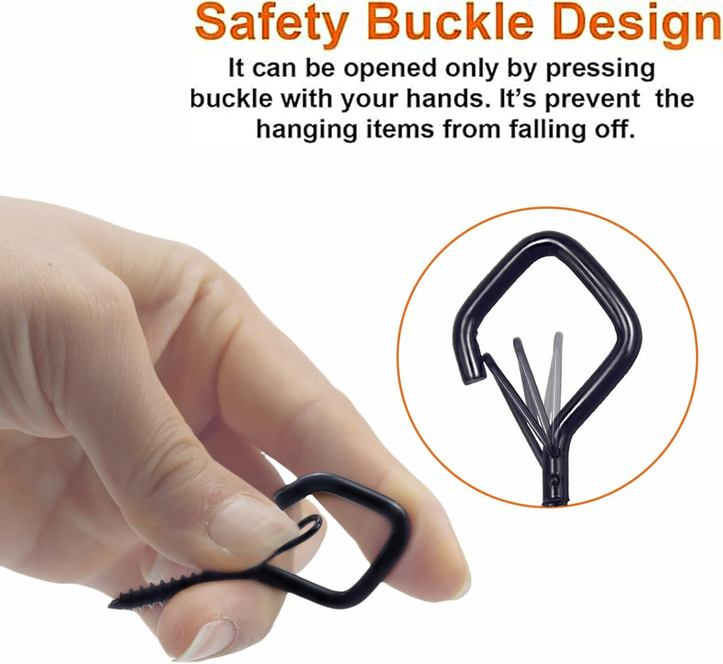 20PCS Eye Screw Hooks for Hanging Heavy Duty with Safety Buckle.Metal Ceiling Hooks for Hanging Plants,Cup,Wind Chime,Bird Feeders,String Lights at Indoor&Outdoor,2.36 Inch(No Drill Bit)