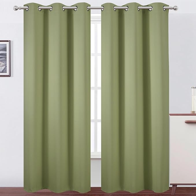LEMOMO Sage Green Thermal Blackout Curtains/38 x 84 Inch/Set of 2 Panels Room by Lemomo