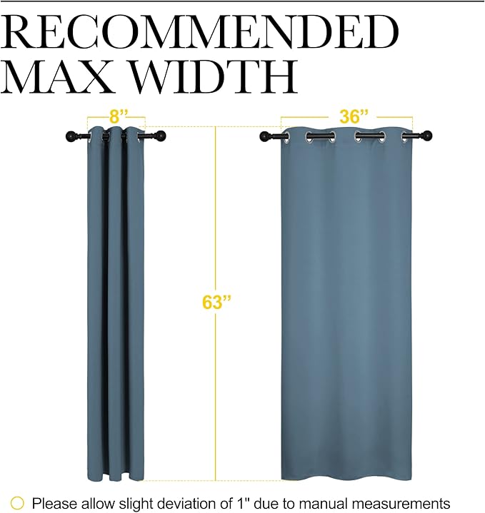 NICETOWN Room Darkening Curtains 63" Length, Thermal Insulated Blackout Panels - Image 7