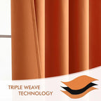 MIULEE Orange Back Tab Blackout Curtains 102 Inch Long 2 Panels Set - Image 7