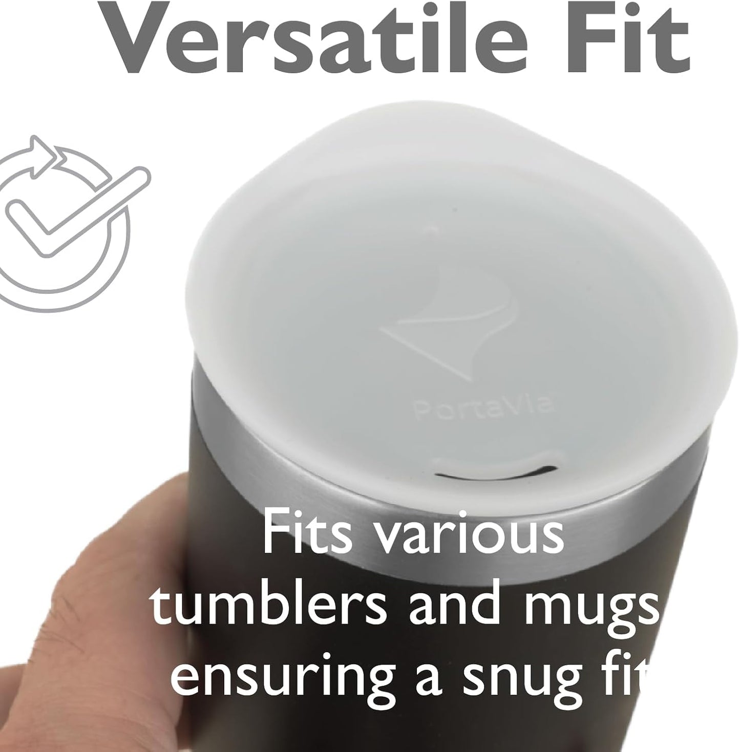 Reusable Coffee Cup Silicone Lid – Fits Most Tumbler, Water Bottle, & Ceramic Coffee Mug Between 2⅝”-2⅞" – Dishwasher-Safe Travel Mug Lid keeps your beverage in your mug (Small - Clear)