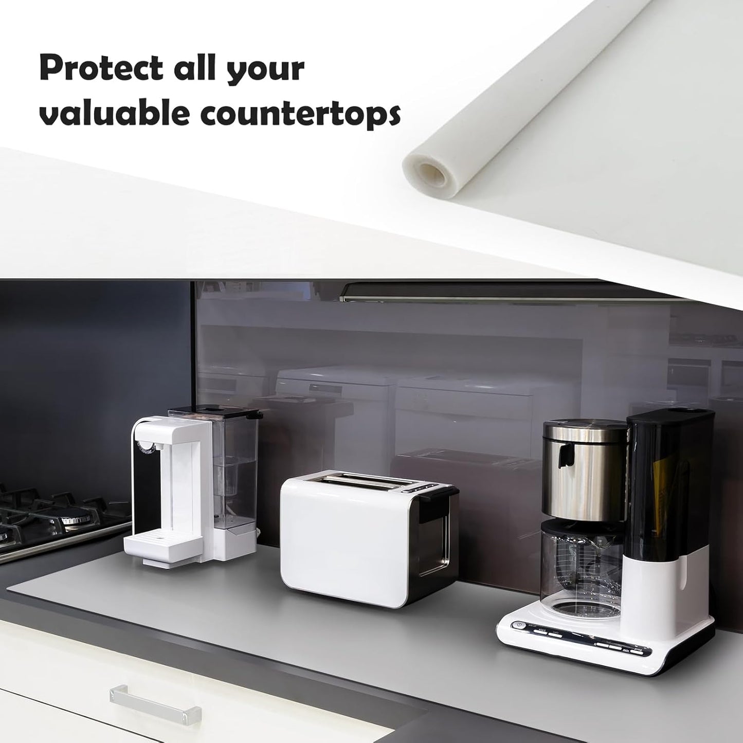 Ultibe Silicone Mats for Kitchen Counter, 78.7''x23.6''(200cmx60cm) Largest Heat Resistant Counter Mat Kitchen Island Waterproof Thicken Non-Slip Countertop Protector Mat, Semitransparent