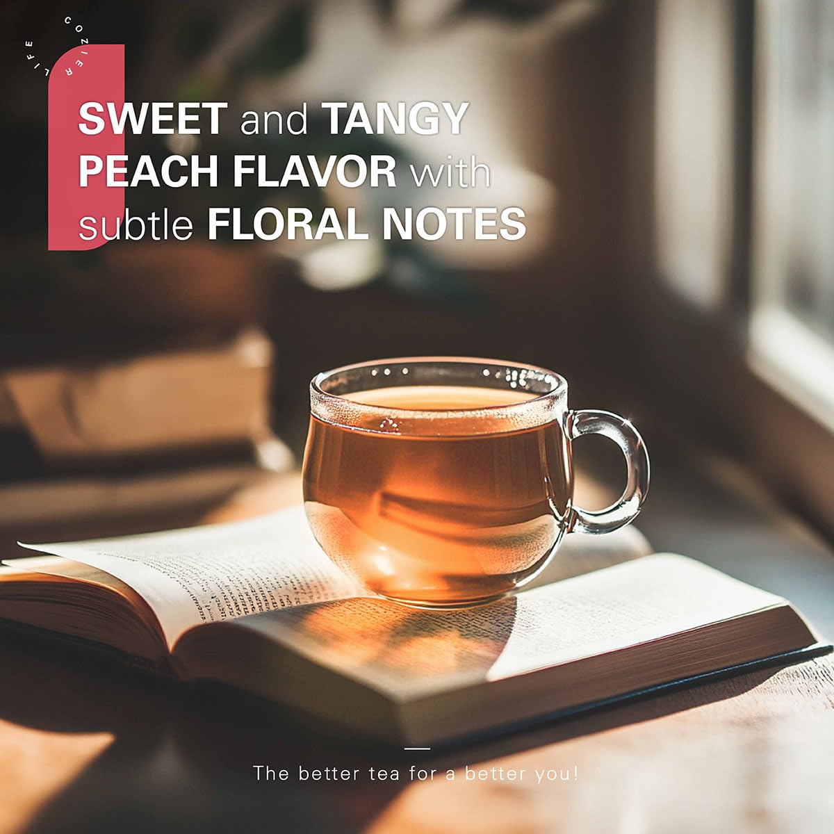 WT WEETEE Peach Herbal Tea Bags, Caffeine Free Tea Made with Rose Hip, Orange Peel, Hawthorn, Chamomile, Hibiscus & More, 100 Counts Peach and Herbs Good for Iced