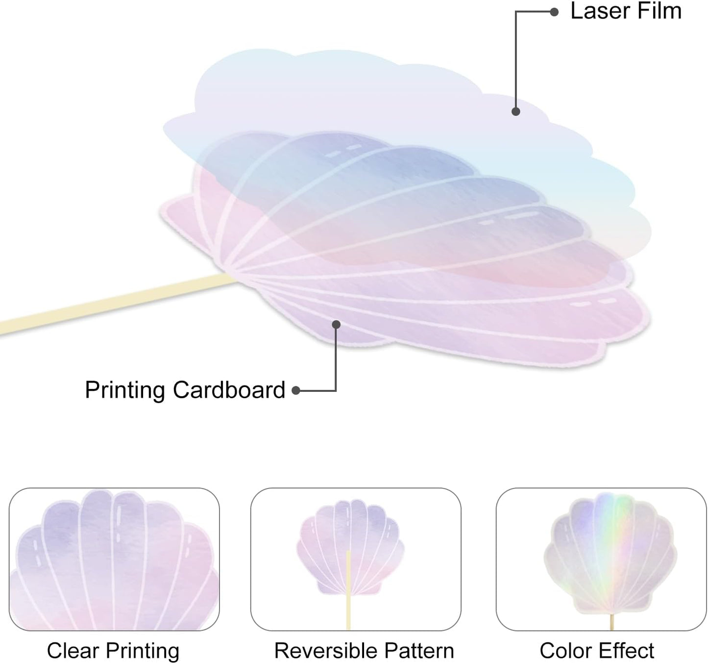 24 Pieces Seashell Cupcake Toppers Under the Sea Mermaid Cake Topper Decorations Picks for Mermaid theme Birthday Party Decoration Baby Shower Supplies (Seashell)