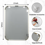 20x30 Inch Gold Bathroom Mirror, Brushed Gold Metal Framed Rectangular Mirror - Image 5