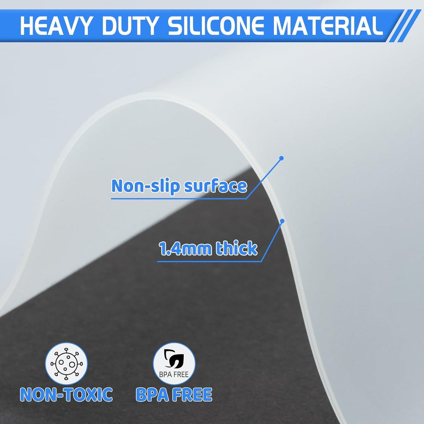 Warome Silicone Mat,36"x 23.6" Table Protector Craft Mat for Painting, Clay, Projects, Arts and Crafts, Soldering and Resin, No Creases Counter Mat-White Translucent