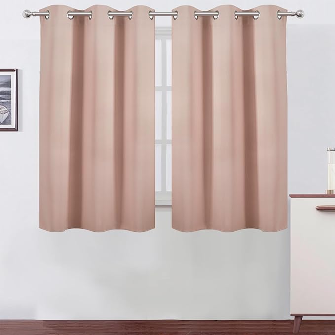 LEMOMO Blush Blackout Curtains/38 x 54 Inch/Set of Two Panels Grommet Living by Lemomo