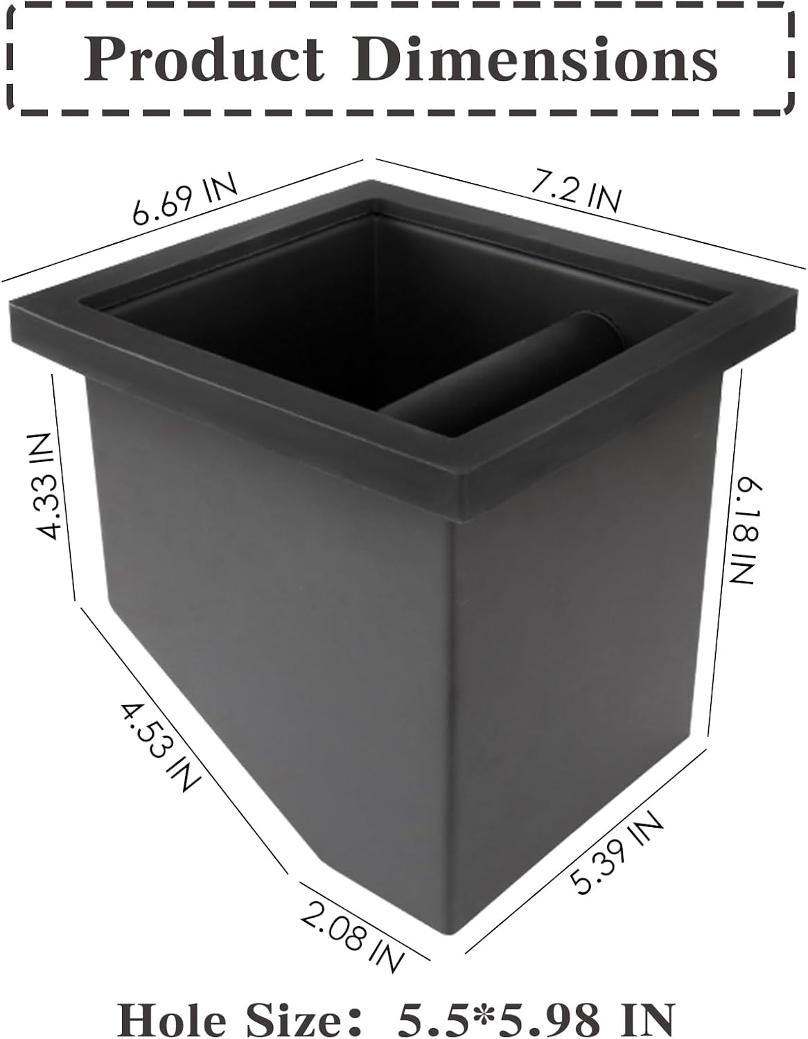 Stainless Steel Espresso Coffee Ground Knock Box Chute, Built-in Desktop Waste Bucket, Bottomless Knocking Residue Box