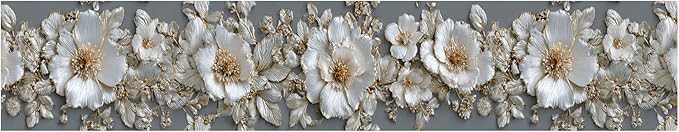 Pearl Wallpaper Border 196x4 Inch Peel and Stick Wall Border Elegant Gray White - Image 2