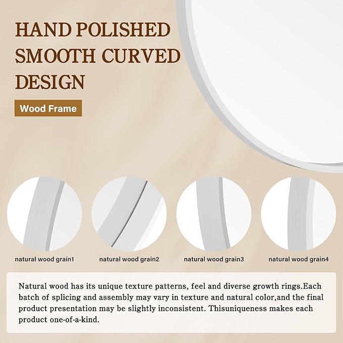 WallBeyond Round Wood Mirror 28 inch Circle Wall Mirror - Image 7
