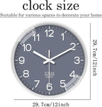 XNM 12 Inch Grey Modern Minimalist Wall Clocks Battery Operated Silent Non - Image 3