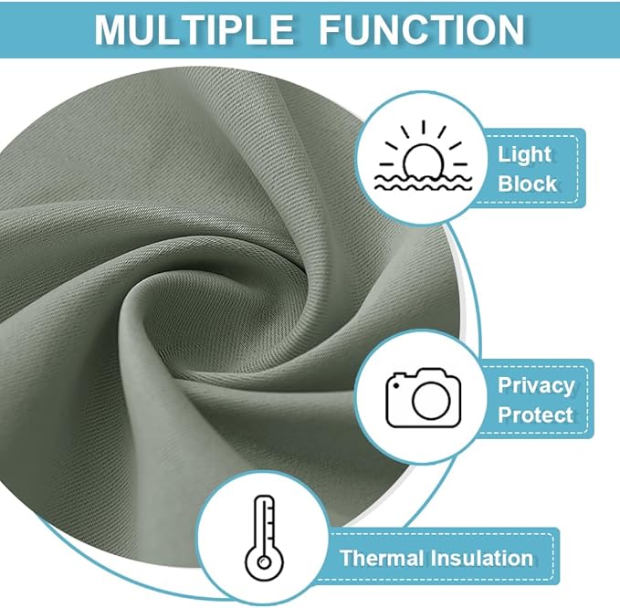 RYB HOME Sage Green Kitchen Curtains, W 34 x L 36 Inches, 2 Panels - Image 7