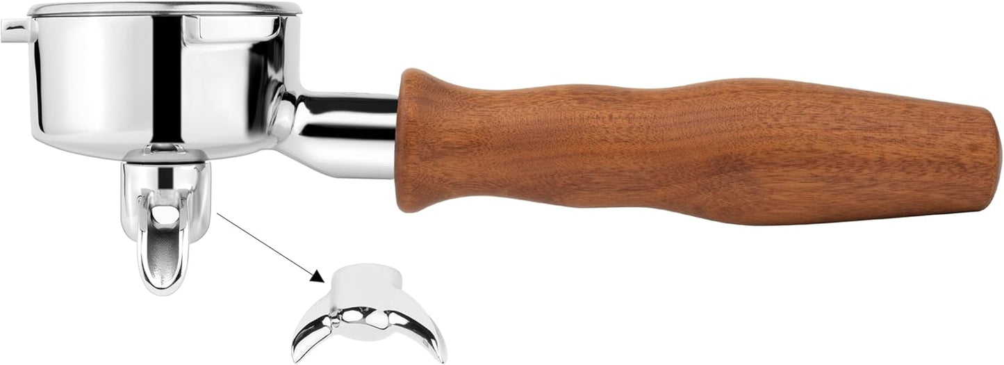 LILQ 54mm Spouted Portafilter Compatible with Breville Barista Express, Barista Pro, Bambino, and More – 18-20g basket included (Rosewood, 54mm Double Spouts)