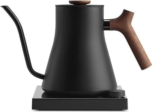 Fellow Stagg EKG Pro Studio Edition Electric Gooseneck Kettle - Pour-Over Coffee, Tea, Quick Heating, Precise Temperature Control, Scheduling, Built-in Brew Timer-Matte Black with Walnut Handle, 0.9 L